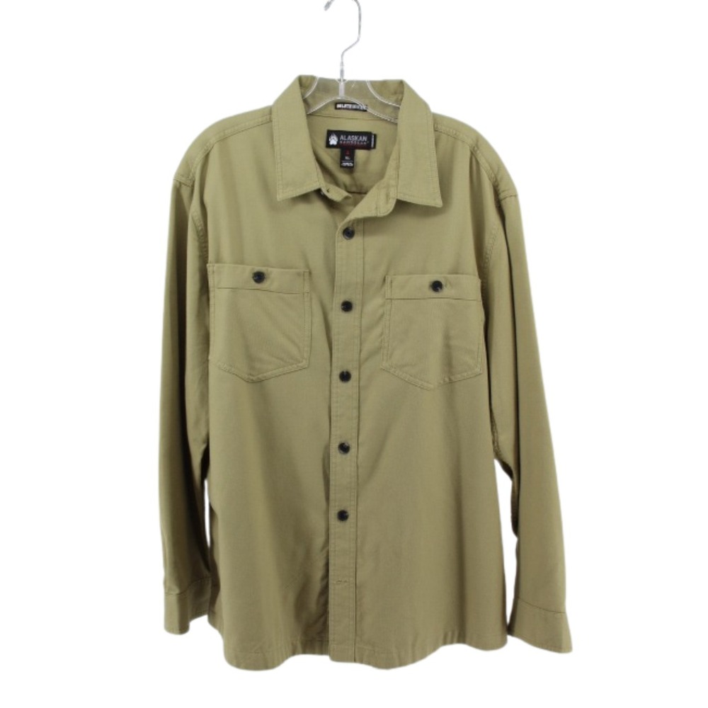 Duluth Trading Alaskan Hardgear Shirt‎ Mens XL Beige/green  Workwear Button Up